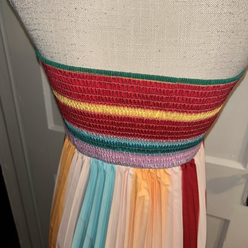 Womens Multicolor Strapless Maxi Dress by Flora size medium zips in back NWT - Picture 9 of 16